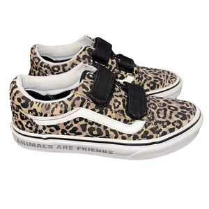 Vans Old Skool Leopard Print Checkered ANIMALS ARE FRIENDS Sneakers Shoes Kids 3